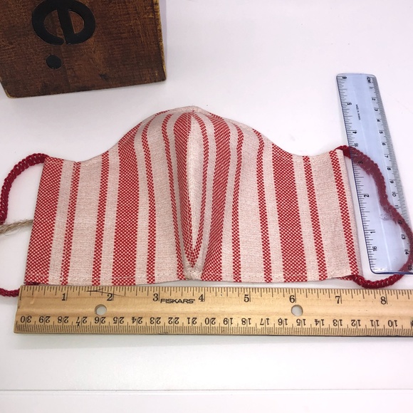 REUSABLE WASHABLE 100% Cotton Red Stripe Face Mask - Picture 15 of 16